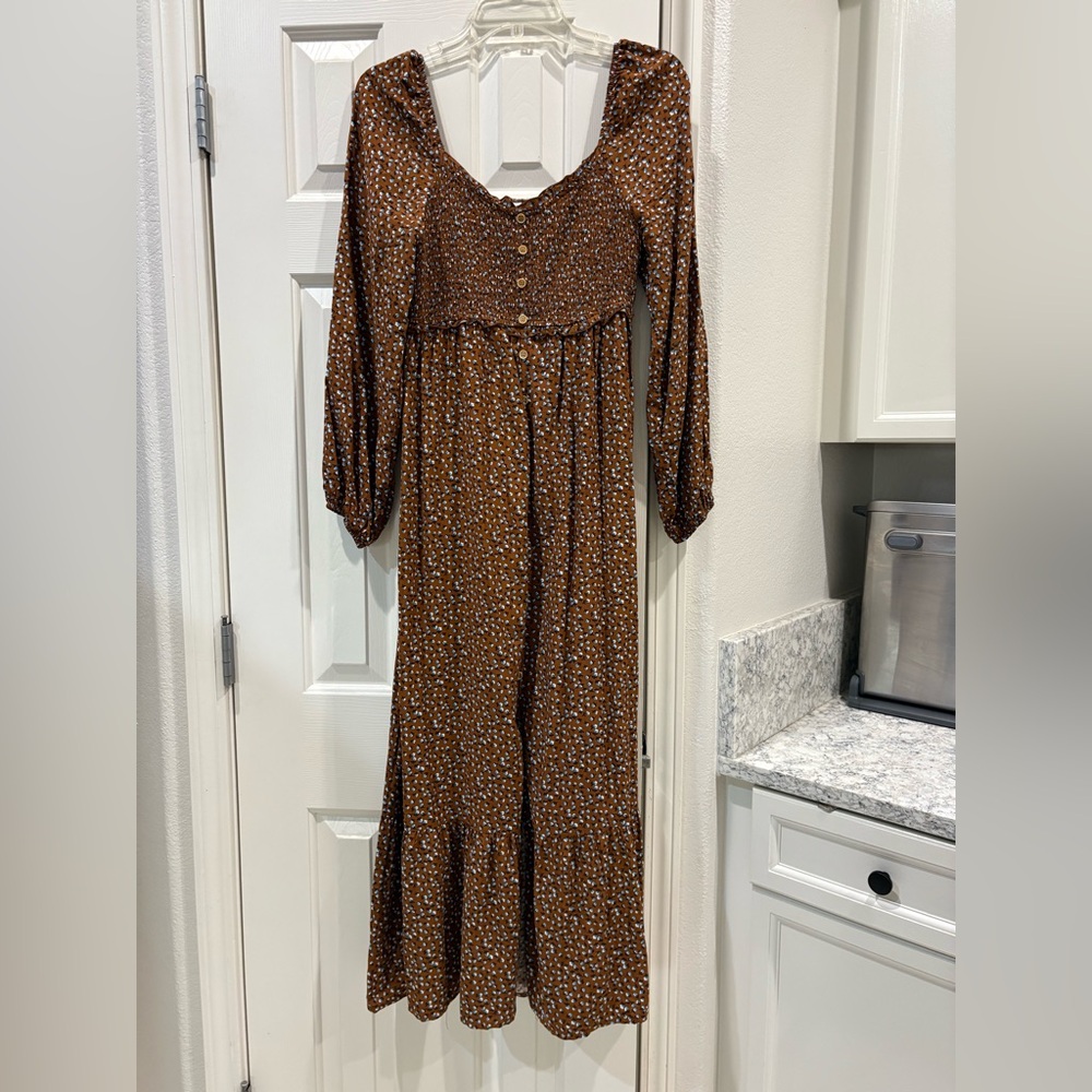 Brown Floral Women's Dress